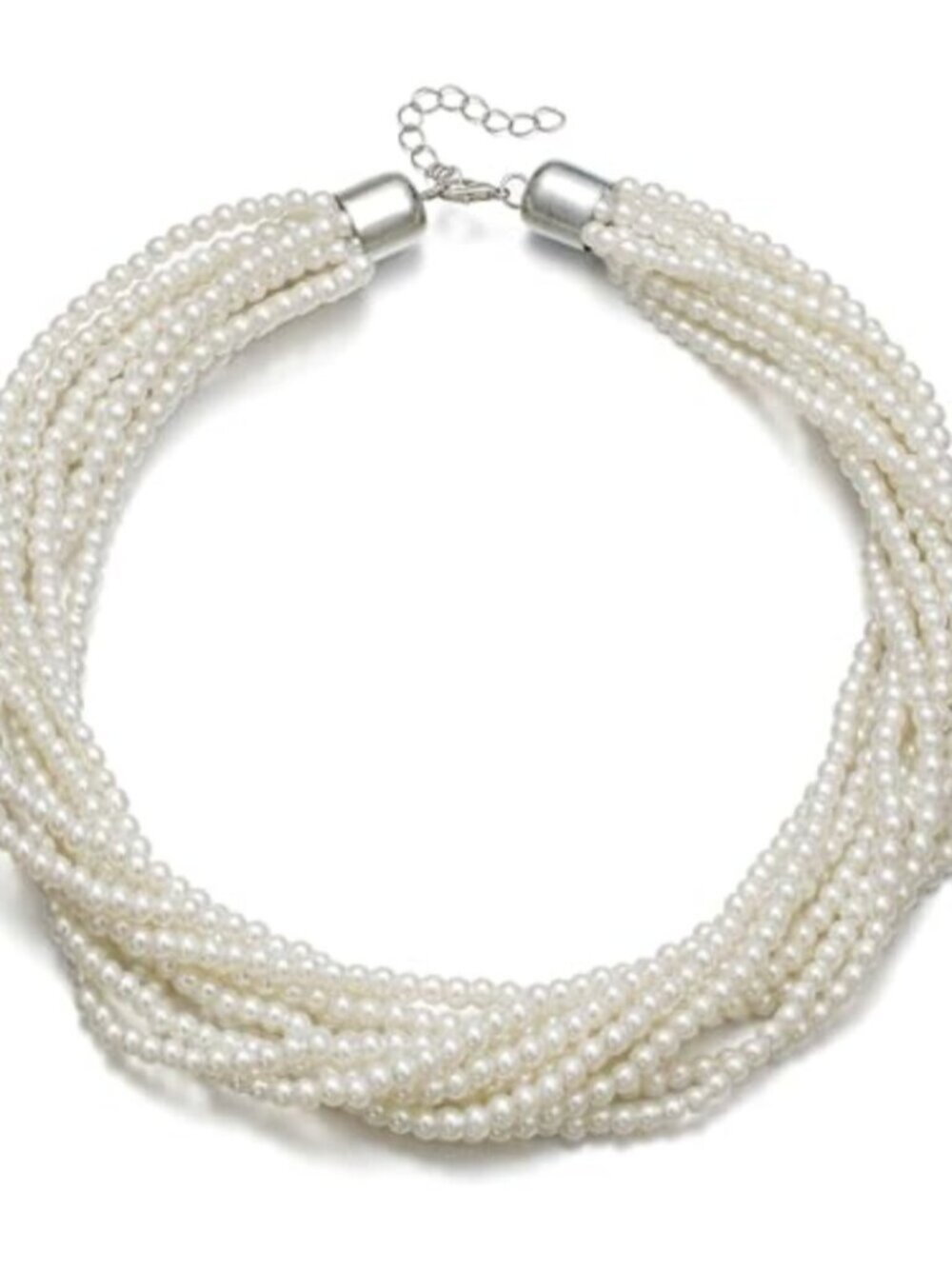 🆕 Layered Pearl Necklace for Women, Multi Strand Cream Simulated Pearl Bib